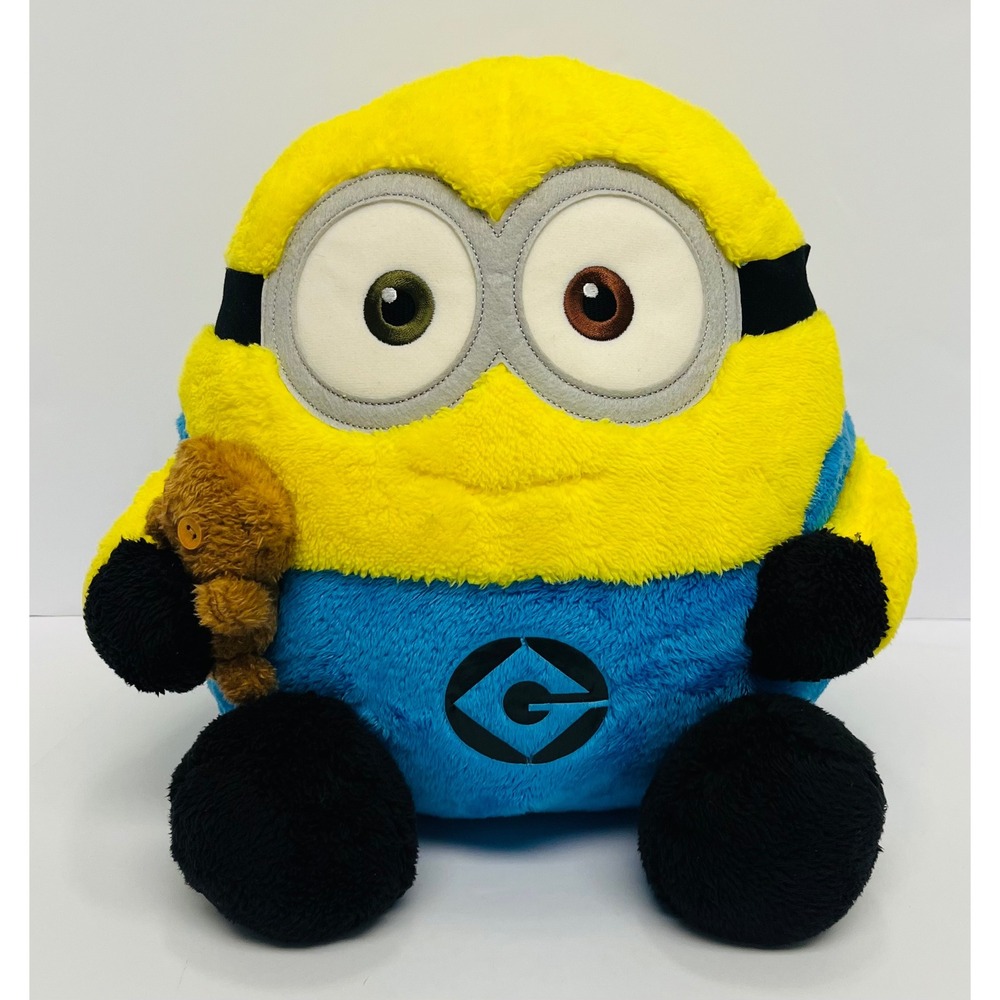 Universal Studios Japan Bob the Minion Plush with Tim Teddy Bear 12" Yellow Blue